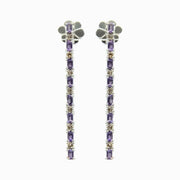 Amethyst Line Earrings in 18K White Gold, view 1