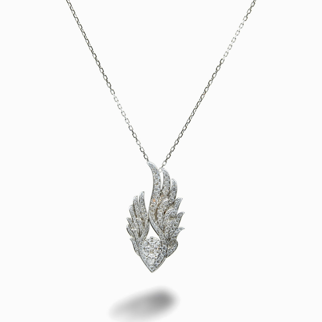 Diamond Wing Pendant in 18K White Gold, view 1