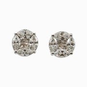 Diamond Cluster Studs in 18K Gold, view 1