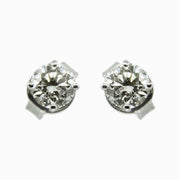 Round Diamond Solitaire Studs in 18K White Gold, view 1