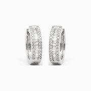 Baguette Diamond Huggie Hoops in 18K White Gold, view 1