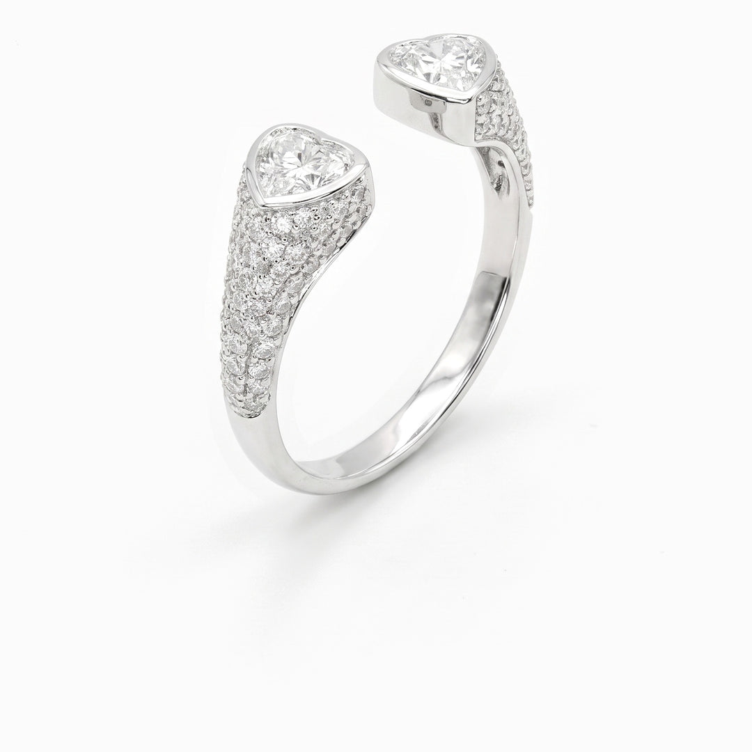 Heart Diamond Open Ring in 18K White Gold, view 1