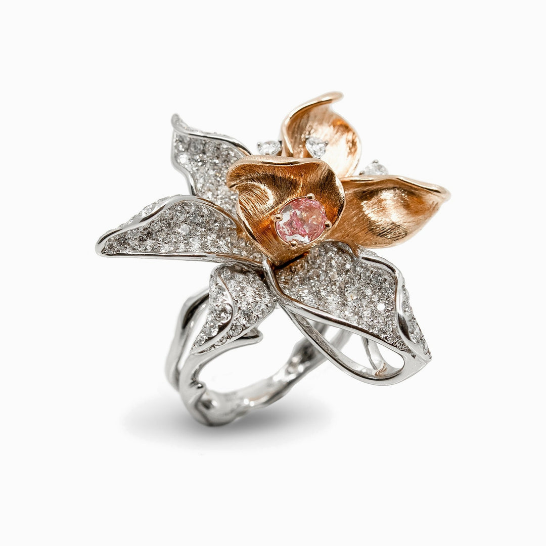 Diamond Orchid Ring in 18K Two-Tone Gold, view 1