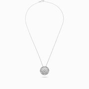 Pavé Disc Necklace in 18K White Gold, view 1