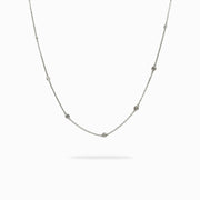 Diamond Station Necklace in 18K White Gold, view 1