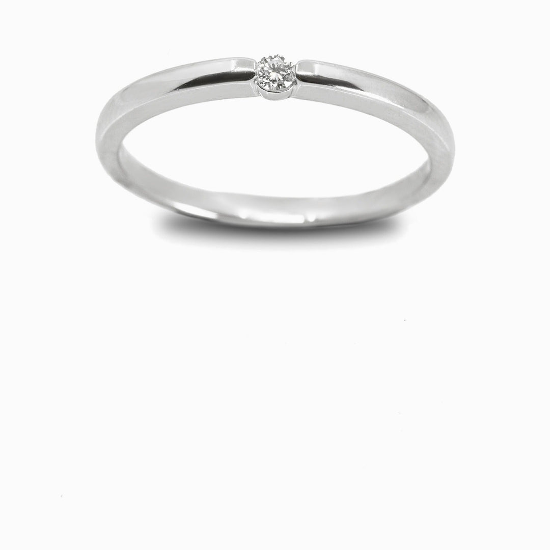 Petite Diamond Solitaire Band in 18K White Gold, view 1