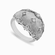 Floral Diamond Band in 18K White Gold, view 1