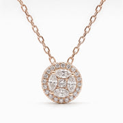 Diamond Halo Cluster Pendant in 18K Rose Gold, view 1
