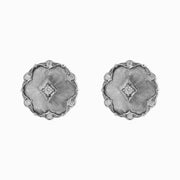 Diamond Flower Studs in 18K White Gold, view 1