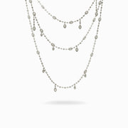 Layered Diamond Station Necklace in 18K White Gold, view 1