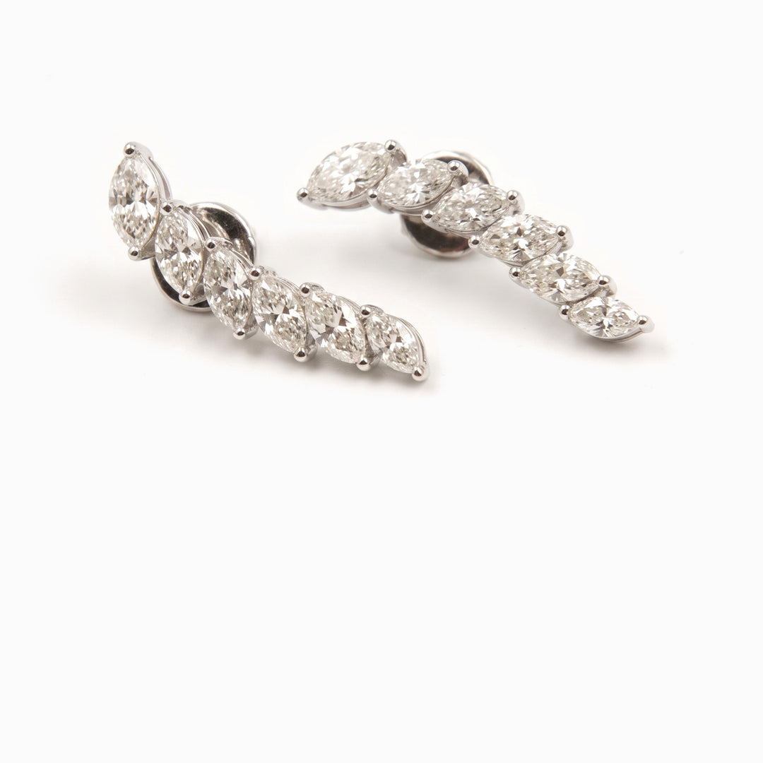 Marquise Diamond Vine Earrings in 18K White Gold, view 1