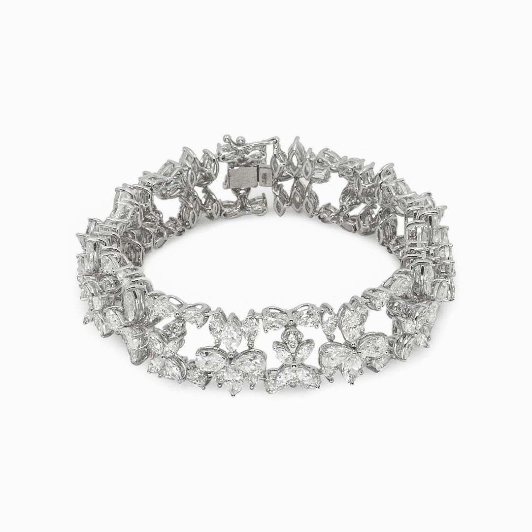 Diamond Blossom Bracelet in 18K White Gold, view 1