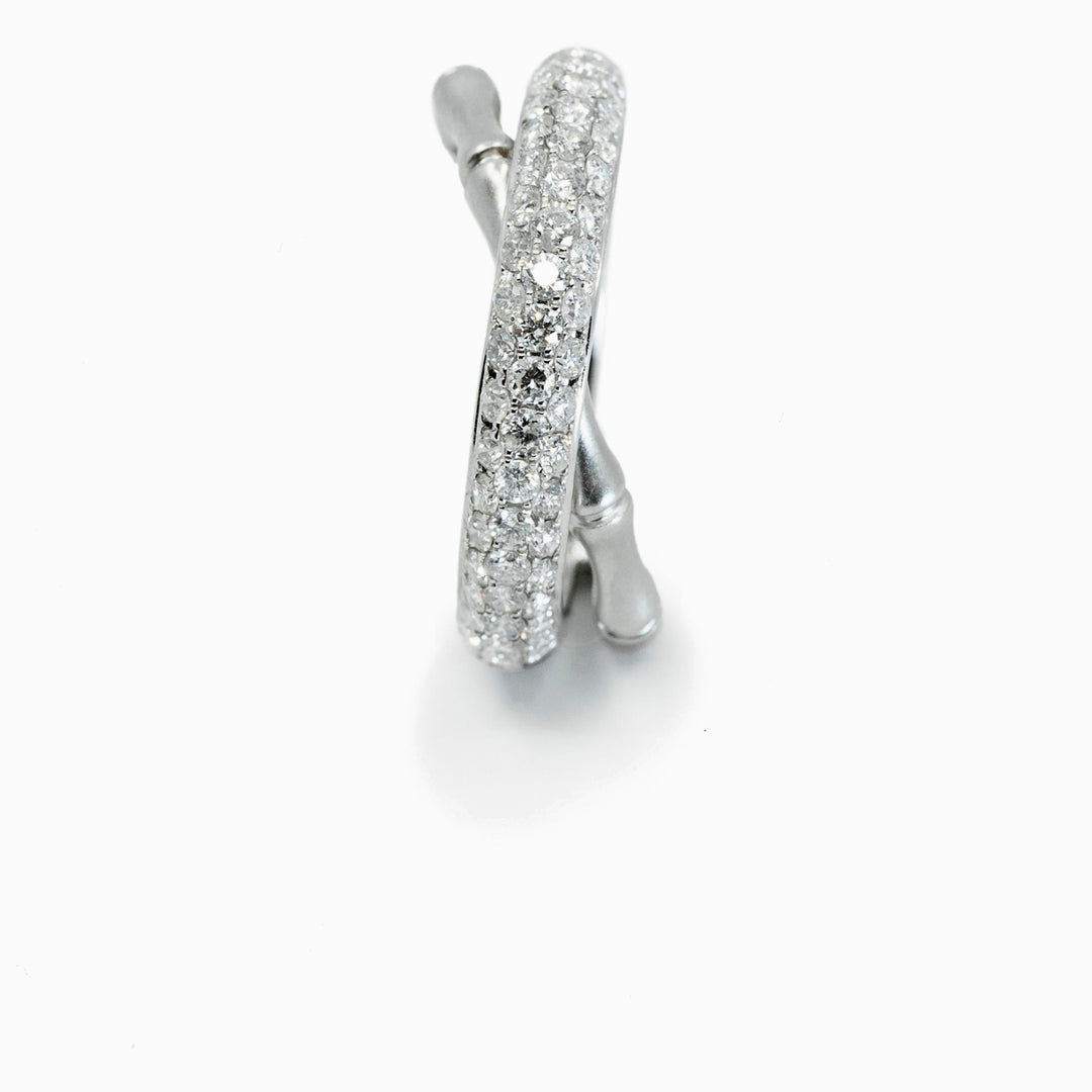 Pavé Diamond Crossover Ring in 18K White Gold, view 1