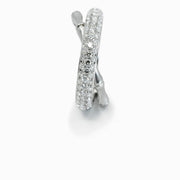 Pavé Diamond Crossover Ring in 18K White Gold, view 1