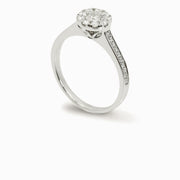Round Diamond Halo Ring in 18K White Gold, view 1