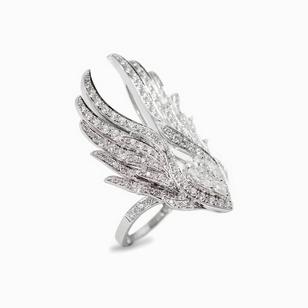 Diamond Wing Ring in 18K White Gold, view 1
