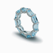 Aquamarine Eternity Ring in 18K White Gold, view 1