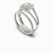 Cushion Halo Diamond Ring in 18K White Gold, view 1