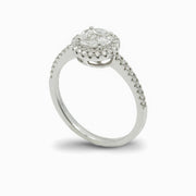 Diamond Halo Cluster Ring in 18K White Gold, view 1