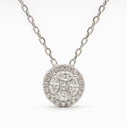 Diamond Halo Cluster Pendant in 18K White Gold, view 1