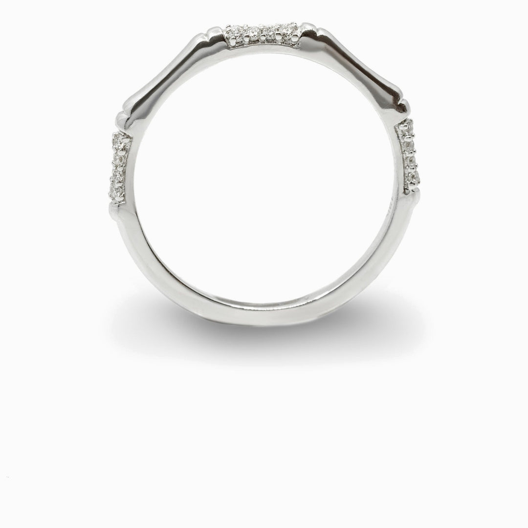 Bamboo Diamond Band in 18K White Gold, view 1