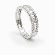 Baguette and Pavé Diamond Band in 18K White Gold, view 1