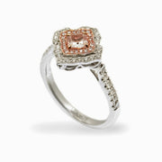 Fancy Pink Diamond Halo Ring in 18K Two-Tone Gold, view 1