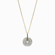 Pavé Diamond Disc Pendant in 18K Yellow Gold, view 1