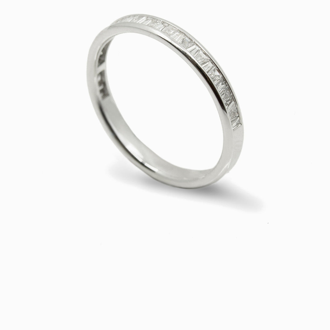 Channel-Set Baguette Diamond Band in 18K White Gold, view 1