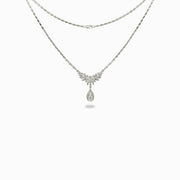 Diamond Laurel Drop Necklace in 18K White Gold, view 1