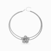 Diamond Flower Necklace in 18K White Gold, view 1