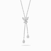 Butterfly Drop Necklace in 18K White Gold, view 1