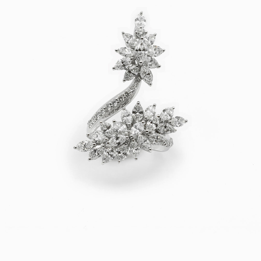 Marquise Diamond Toi et Moi Ring in 18K White Gold, view 1