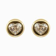 Heart Diamond Bezel Studs in 18K Yellow Gold, view 1