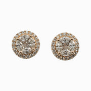 Diamond Halo Cluster Studs in 18K Rose Gold, view 1