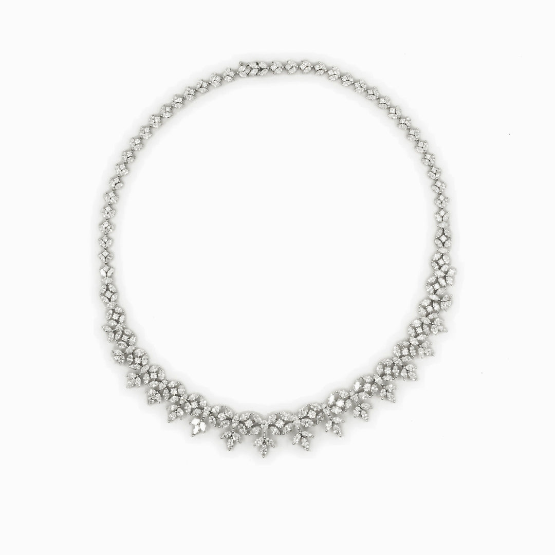 Marquise Diamond Garland Necklace in 18K White Gold, view 1