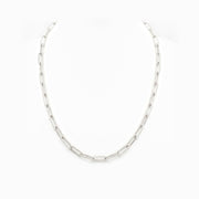 Diamond Paperclip Link Necklace in 18K White Gold, view 2
