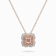 Fancy Pink Diamond Halo Ring in 18K Two-Tone Gold, view 2