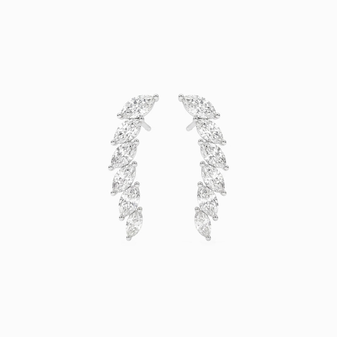 Marquise Diamond Vine Earrings in 18K White Gold, view 2