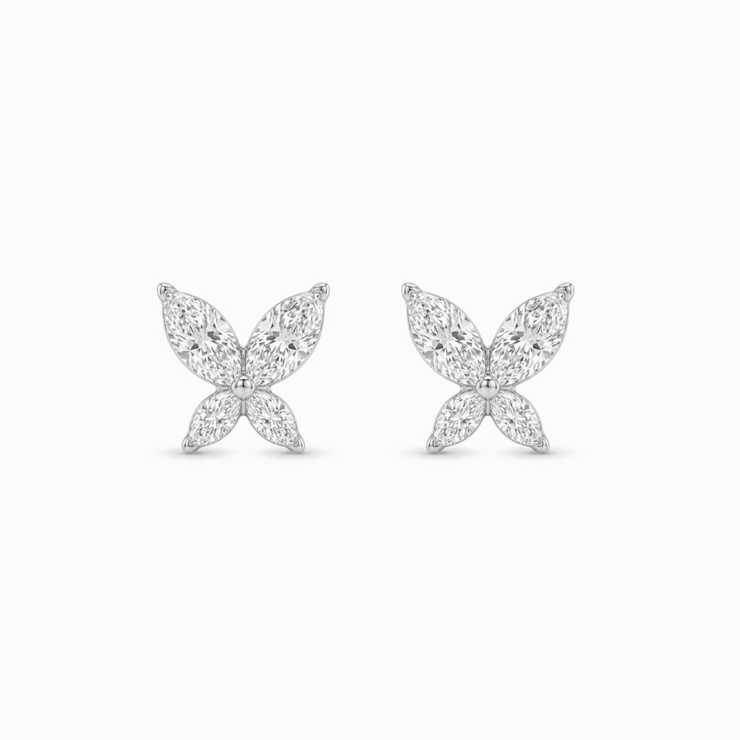 Butterfly Climber Earrings in 18K White Gold