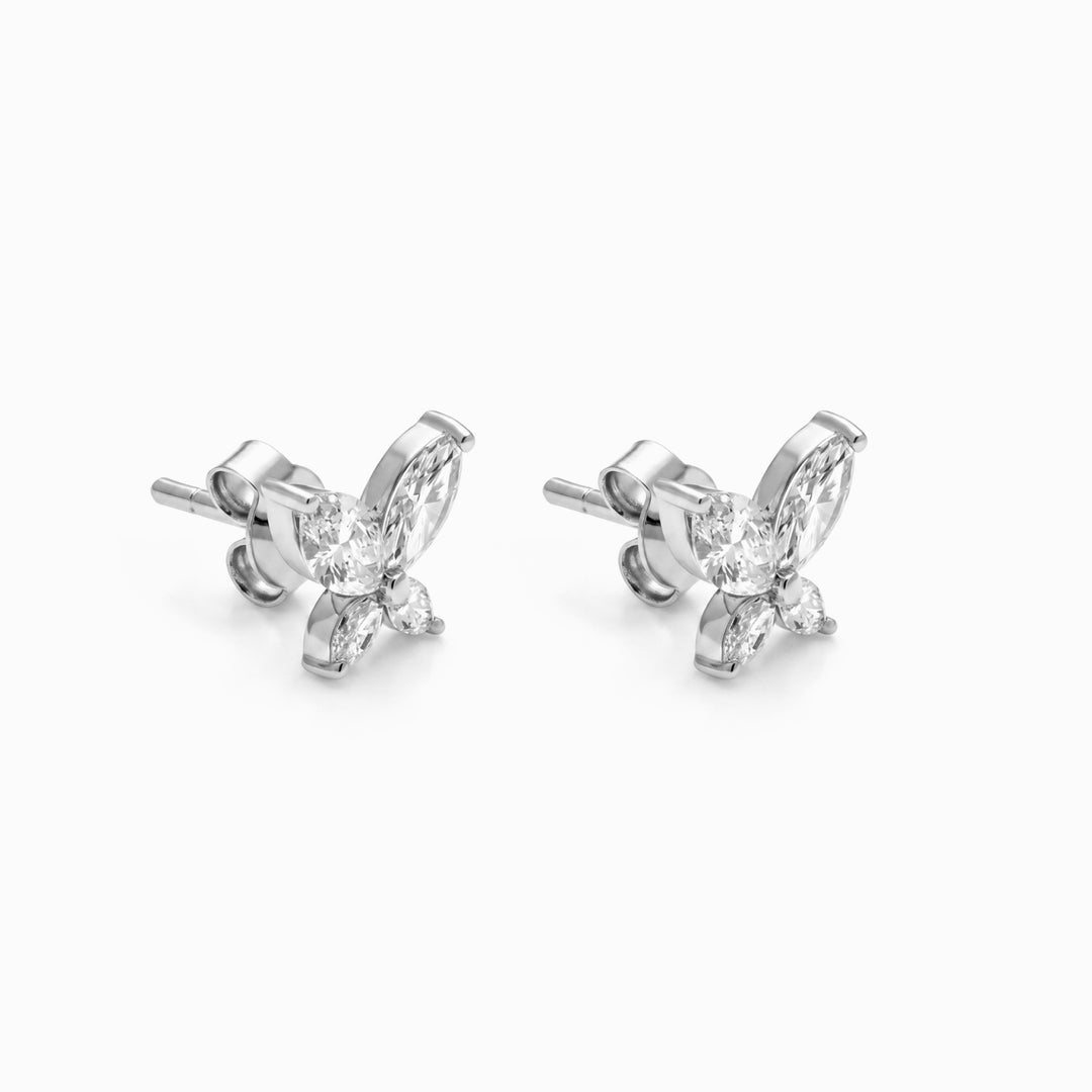 Butterfly Climber Earrings in 18K White Gold