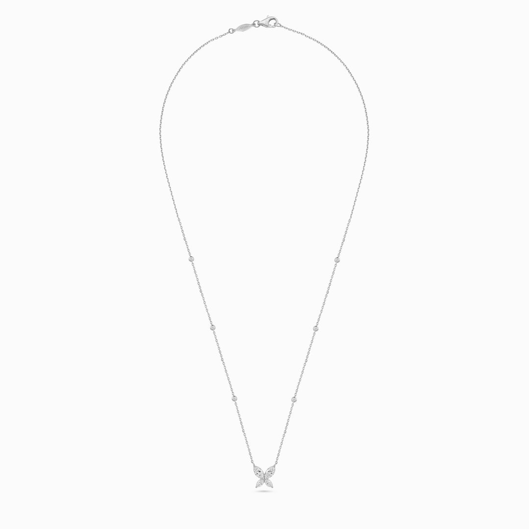 Butterfly Pendant Necklace in 18K White Gold