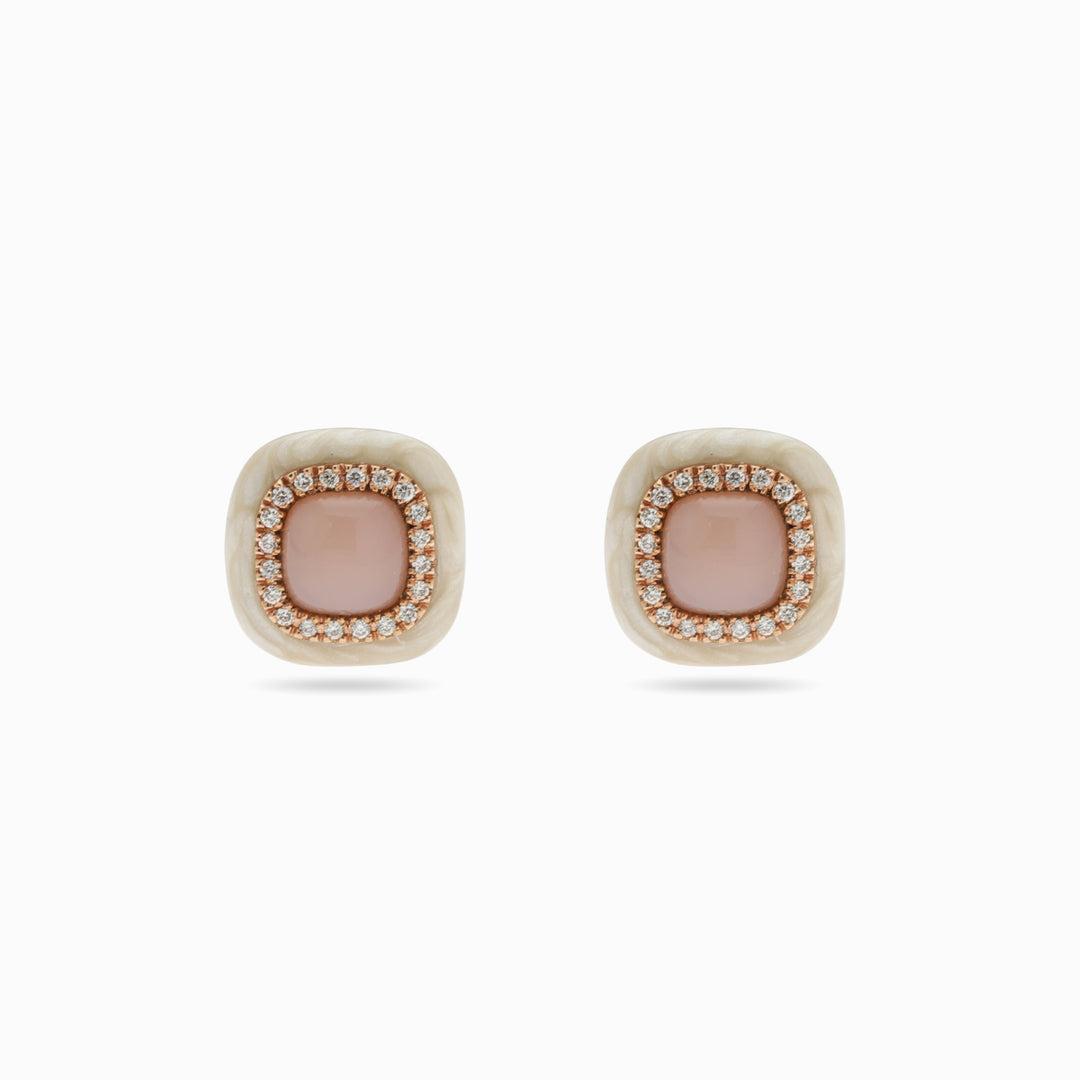 Cushion Cabochon Studs in 18K Rose Gold