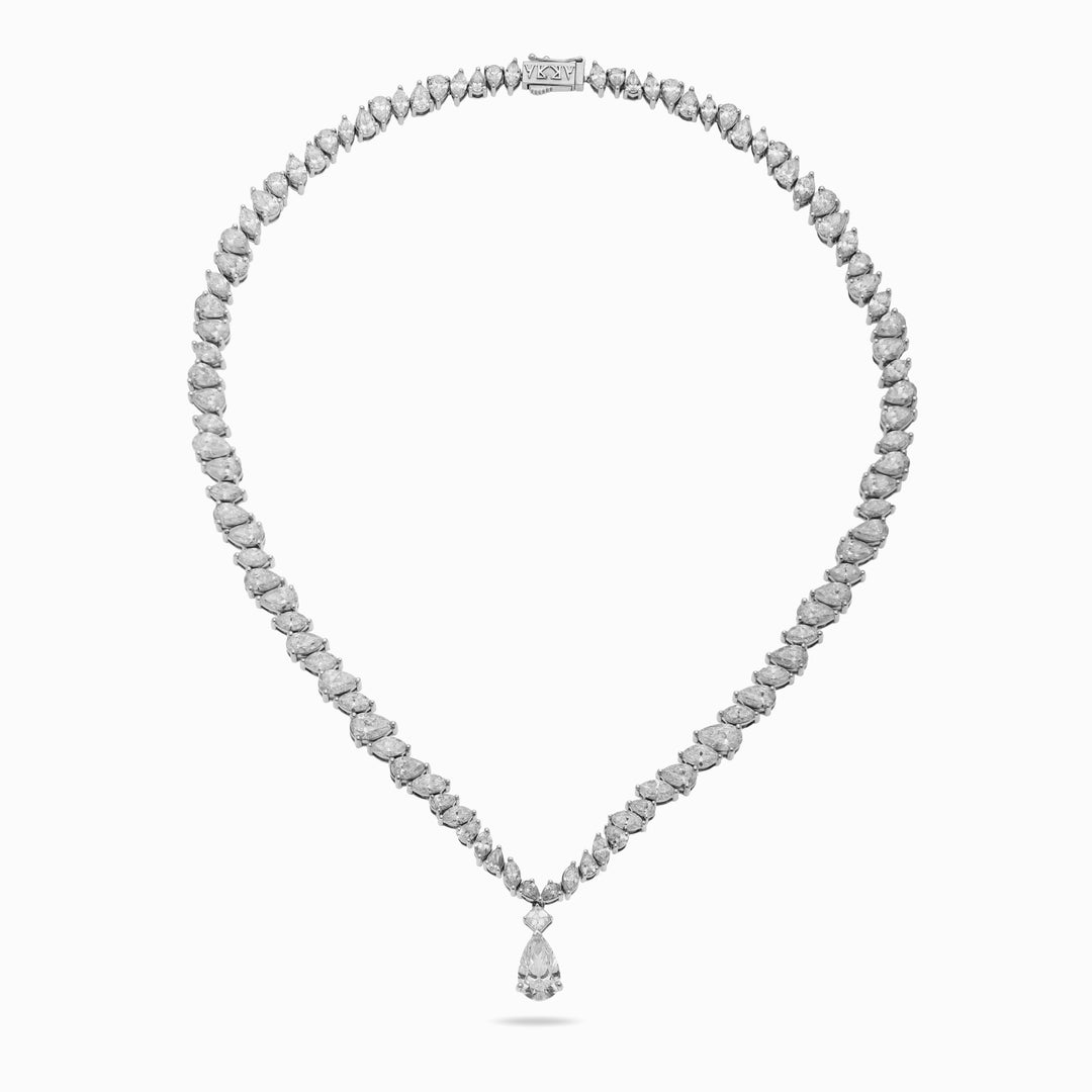 Diamond Drop Necklace in 18K White Gold