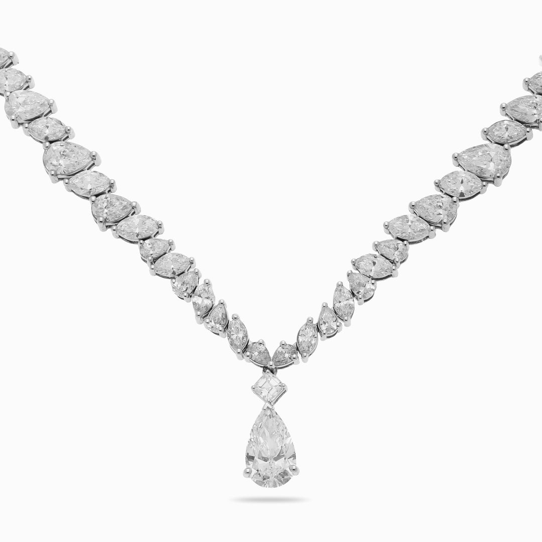 Diamond Drop Necklace in 18K White Gold