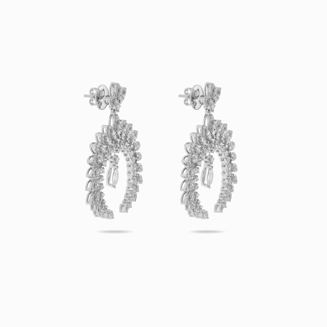 Diamond Fan Earrings in 18K White Gold