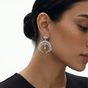 Diamond Fan Earrings in 18K White Gold