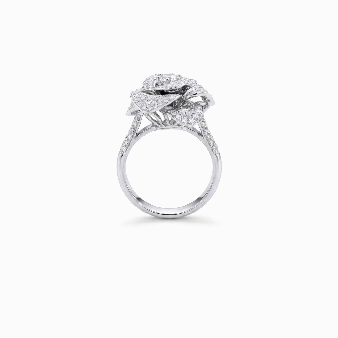 Diamond Flower Cocktail Ring in 18K White Gold