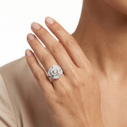 Diamond Flower Cocktail Ring in 18K White Gold