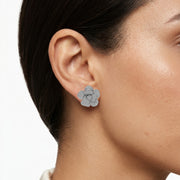 Diamond Flower Earrings in 18K White Gold